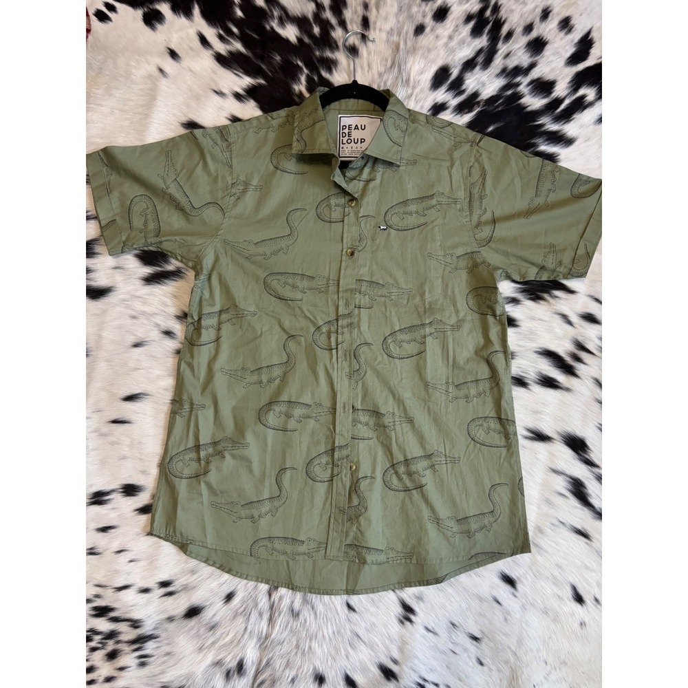 Beau de Loup Alligator Print Shirt  Button Up Men's